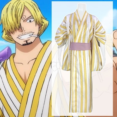 ONE PIECE ワンピース サンジ コスプレ衣装 浴衣 ストライプ 着物 コスチューム 変装 仮装 文化祭 学園祭 ハロウィン