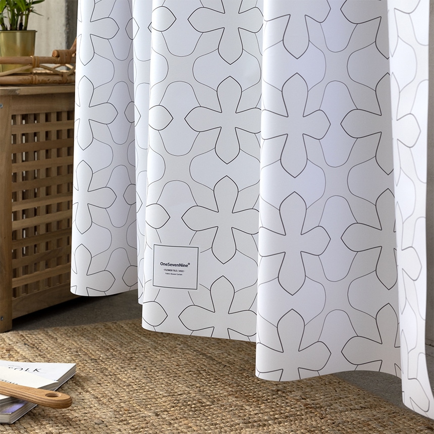 Flower Tile シャワーカーテン 100%韓国製造商品 デザインシャワーカーテン