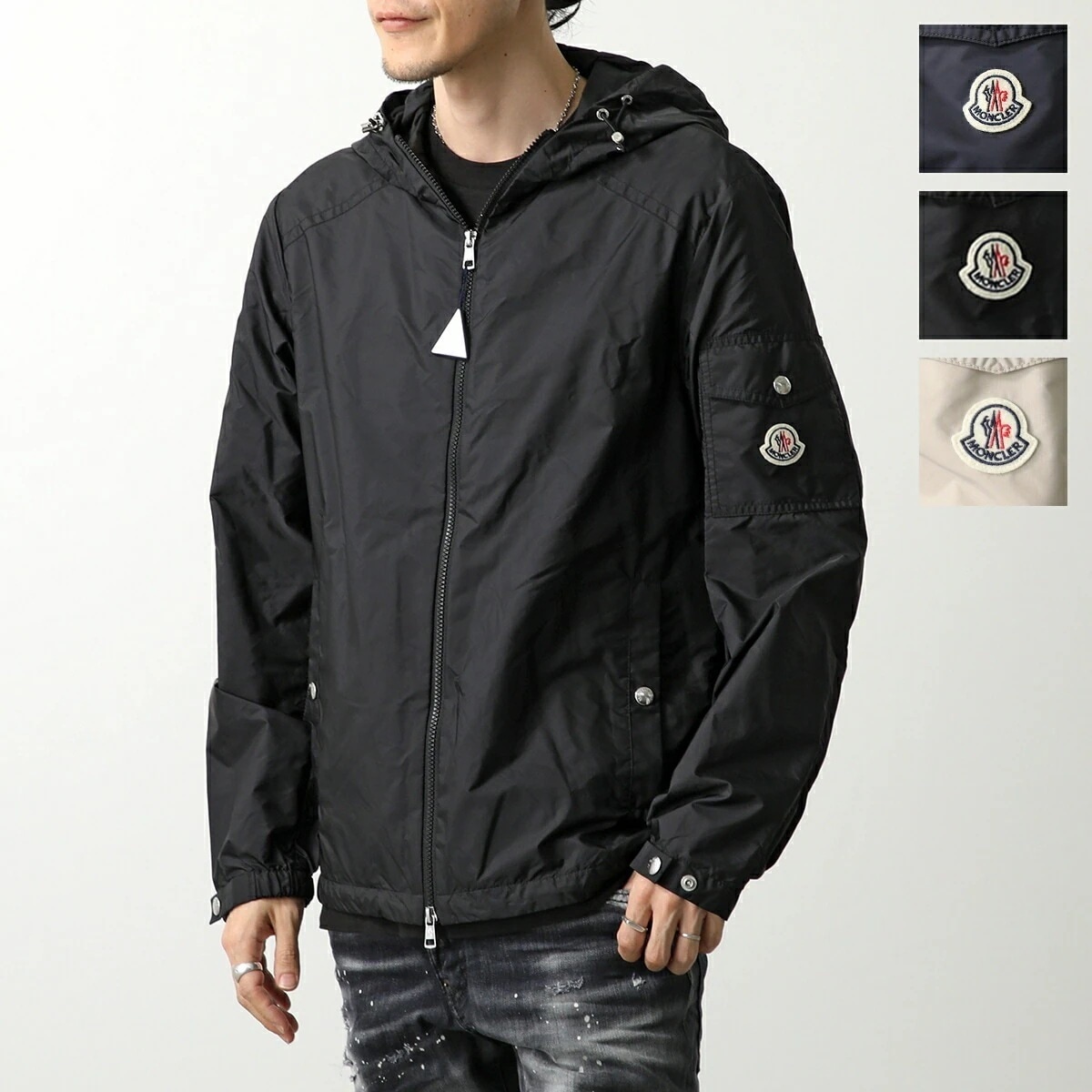 MONCLER モンクレール ジャケット ETIACHE 1A00196 5968E 1A00101 5968E メンズ パーカー フード付き ナイロン ジップアップ アイコンパッチ 撥水加工