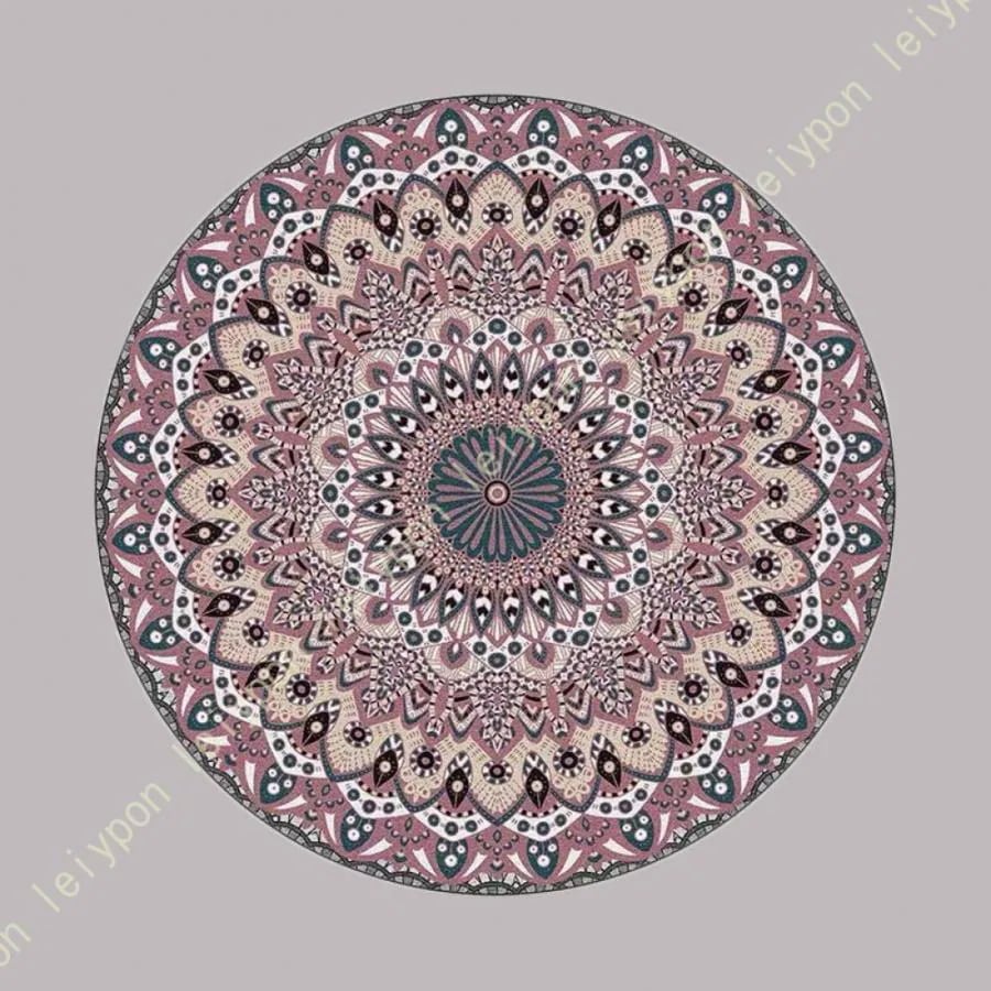 3日以内に出荷 円形 センターラグ おしゃれ ボタニカル 植物柄 印刷デザイン カーペット 春夏 秋冬 素敵 ヴィンテージ調 プリント 花柄 パターン ラグ インテリア円形 センターラグ おしゃれ ボ