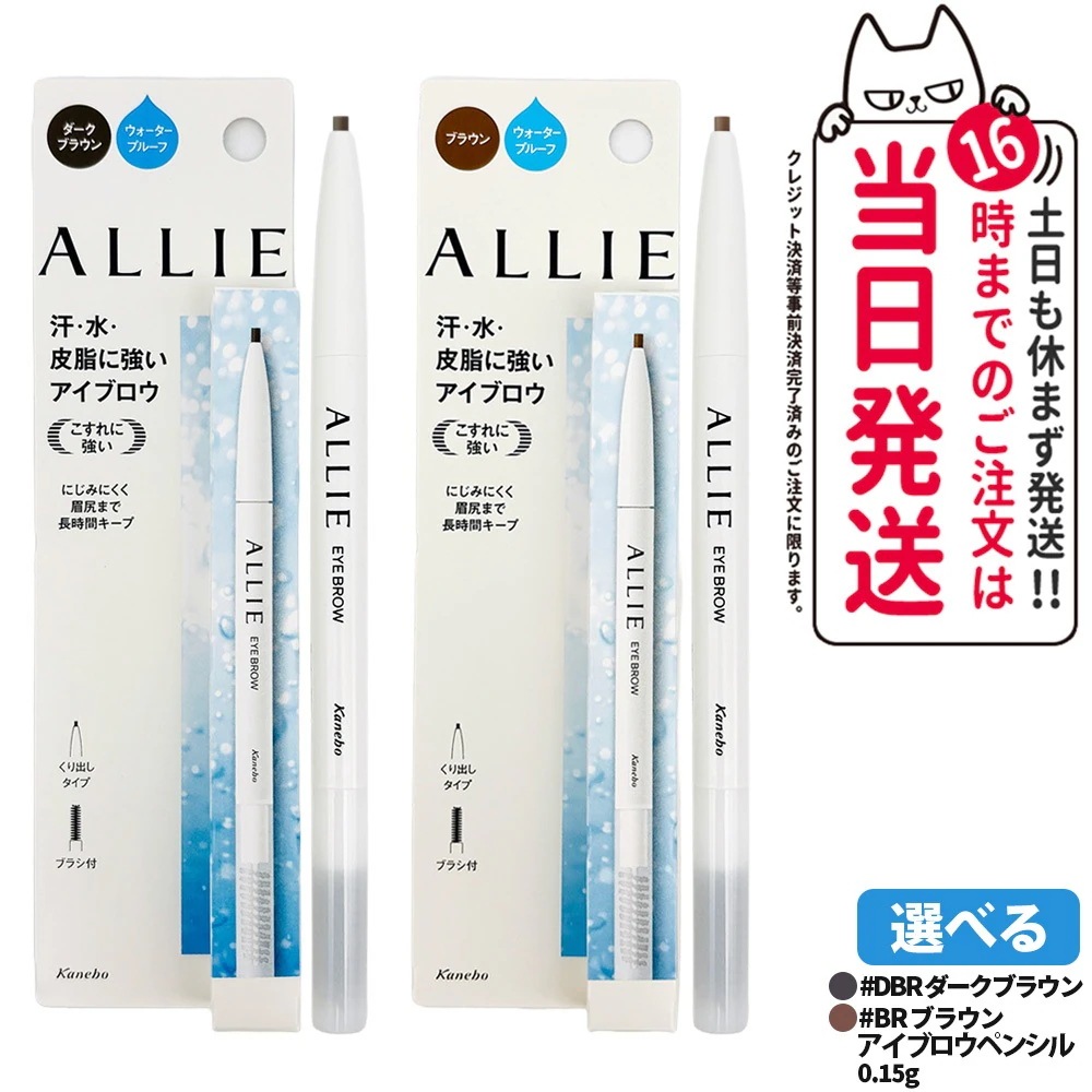 【10個セット】ALLIE アリィー ウォータープルーフ アイブロウｎ DBR ダークブラウン / BR ブラウン ブラシ付き 眉メイク