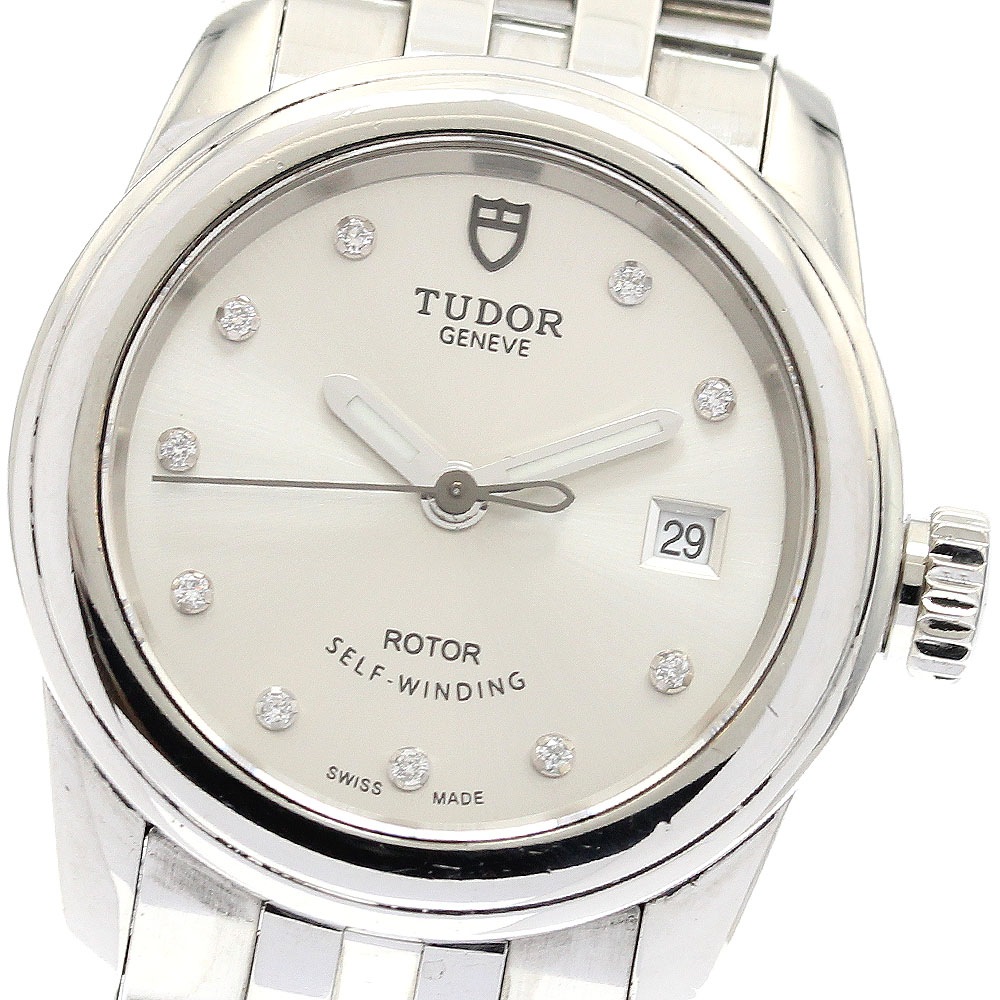 チュードル TUDOR 51000 グラマー デイト デイト 10Pダイヤ 自動巻き レディース 保証書付き_918486【中古】