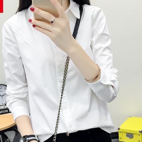 シンプル シャツ 白シャツ トップス レギュラー丈 長袖 ストレート かわいい 可愛い きれいめ シンプル カジュアル 上品 おしゃれ お洒落 かっこいい 可愛い 女子 こなれ感