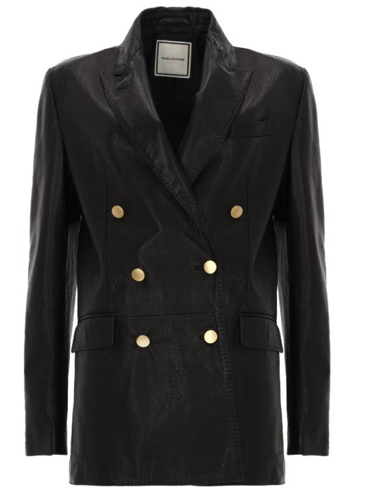 TAGLIATORE Women Leather Jackets JOSIEAI CHI250625I230NERO BLACK