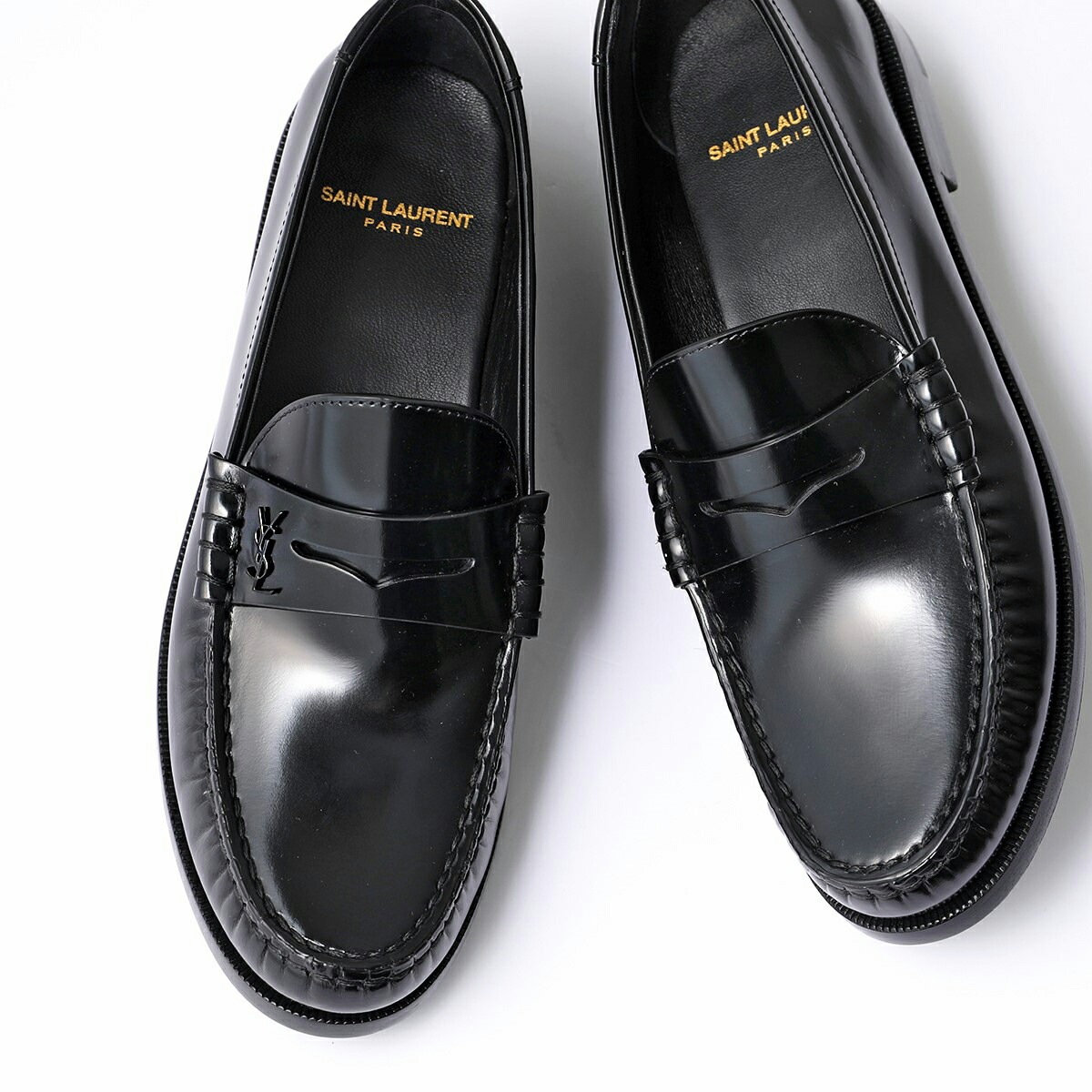SAINT LAURENT サンローラン ローファー 670232 AAA7R レディース モノグラム ペニーローファー ロゴ シューズ 靴 1000/NERO