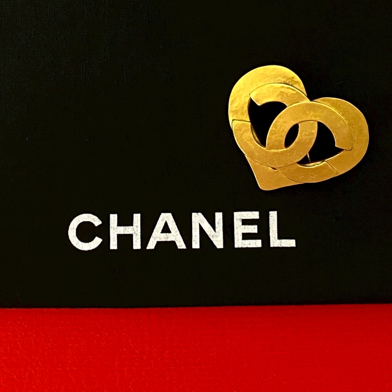 CHANELヴィンテージ ココマーク ハート モチーフブローチ GP ゴールド