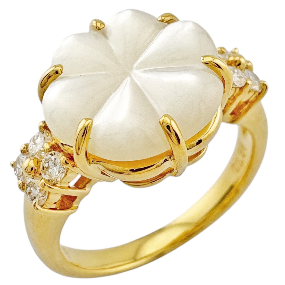 リング 指輪 12号 18金 K18イエローゴールド シェル 中古 美品