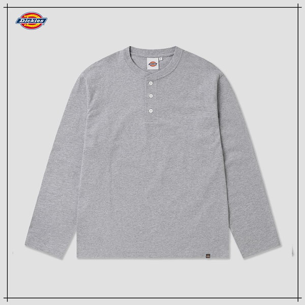 【DICKIES】 Basic Henley Neck Long Sleeve Grey 正規品