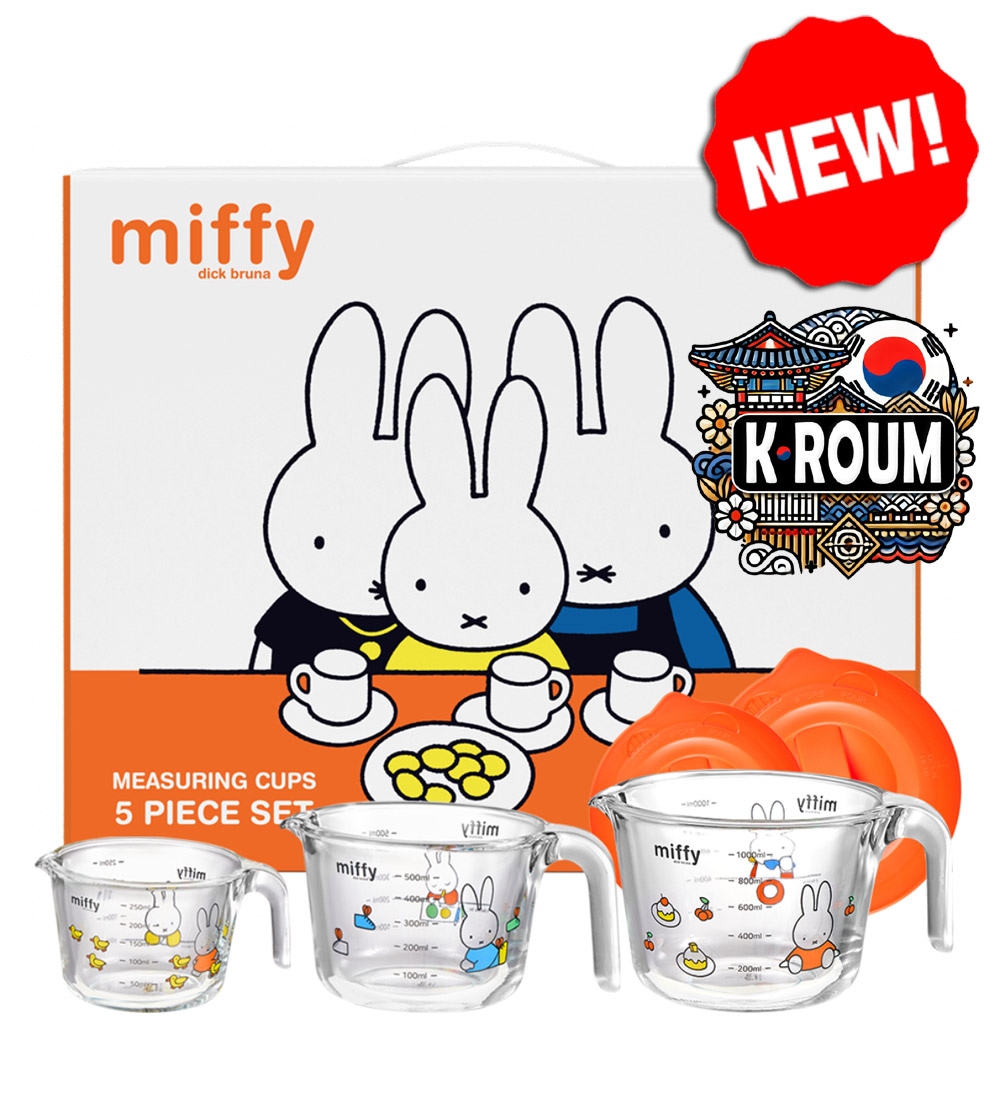 [NEW] miffy MEASURING CUP 3p SETミッフィー 耐熱 ガラス 計量カップ 3種 +ふた 2種 セット 韓国限定パイレックス