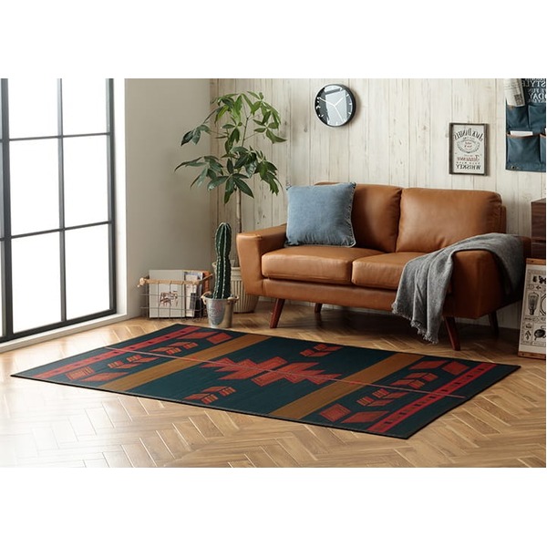 キリムシリーズラグ い草ラグ カーペット 夏用 北欧調 自然素材 天然素材 ストーリー柄 エスニック レッド 約140x200cm