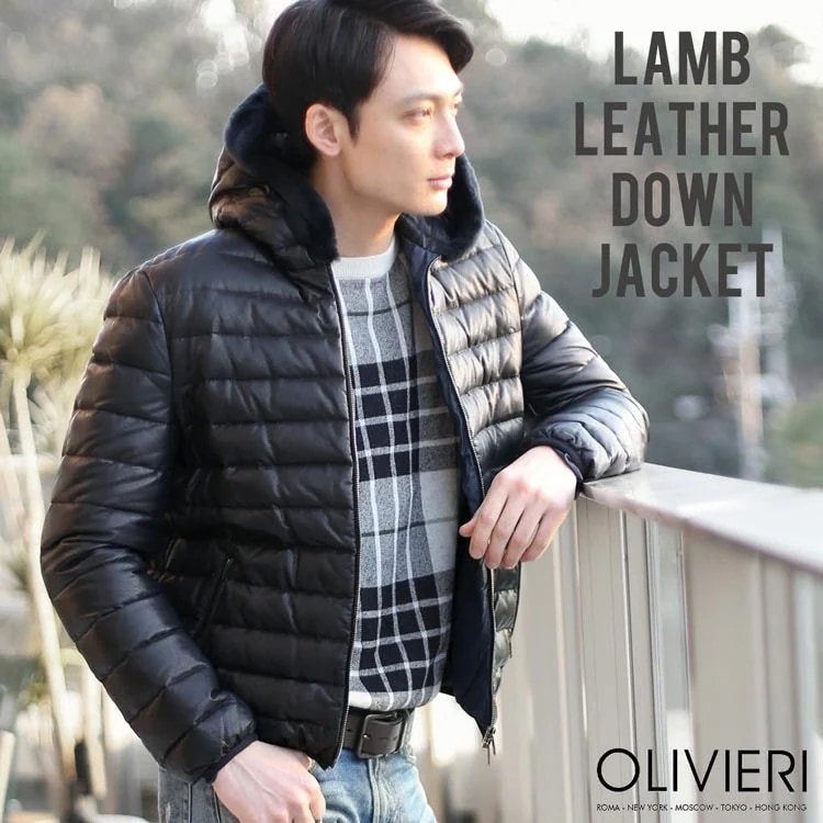[OLIVIERI]ラムレザーダウンジャケット