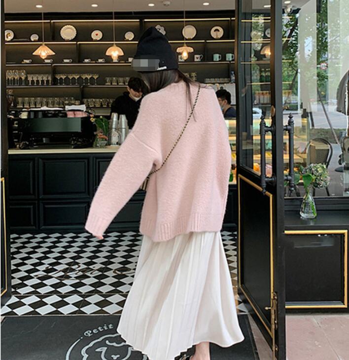 秋冬 韓国のファッション 新しい 通勤 カジュアル 気質 ゆったりした外着 Vネック優しくてだるい風 ニットカーディガン 5Z36