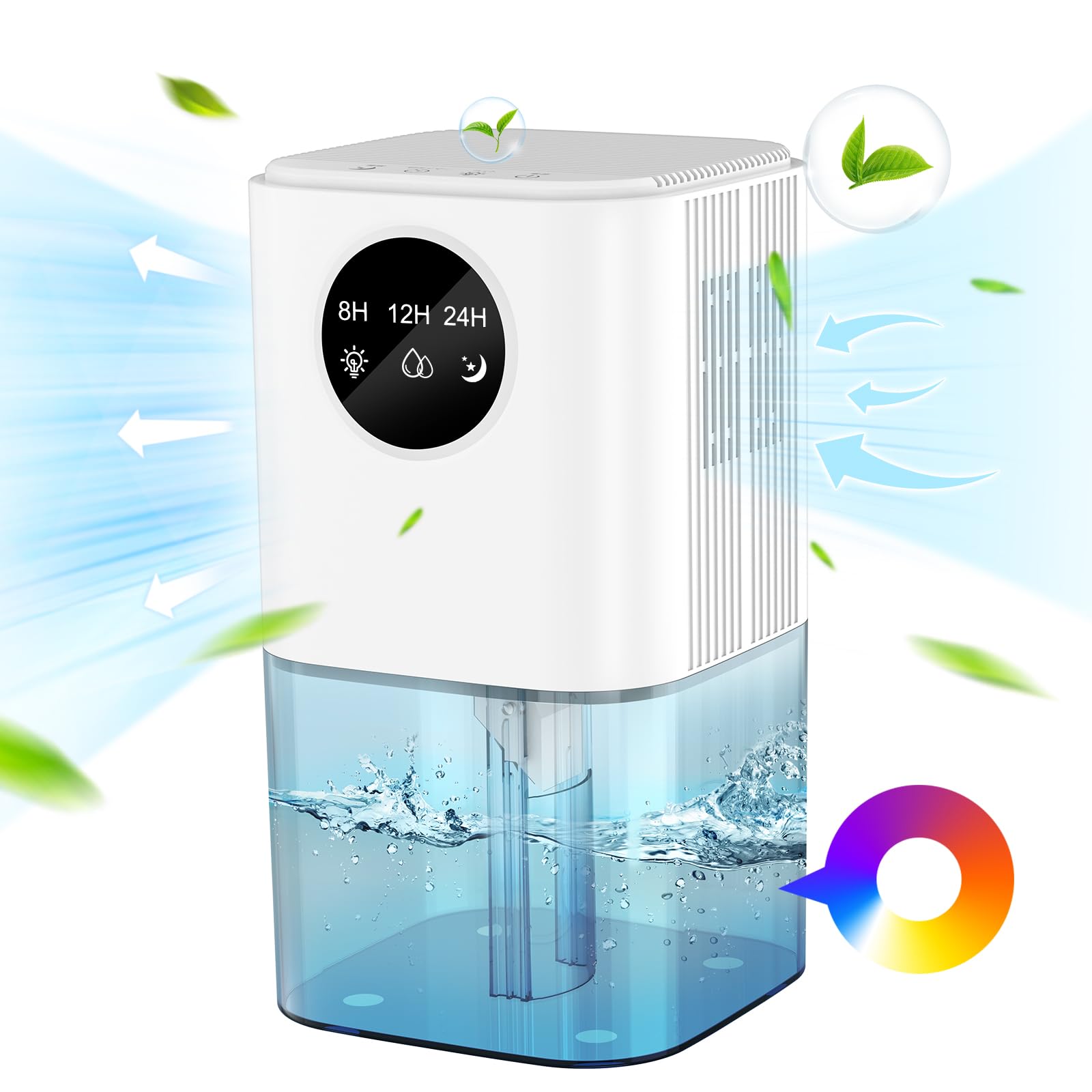 LAOGOT 除湿機 小型 省エネ 除湿器 静音 大容量 強力除湿 1500ML 【2025最新ペルチェ式 狭い空間向け】 じょしつき 部屋 強力除湿 7色呼吸ライト タイマー付き タッチパネル付き