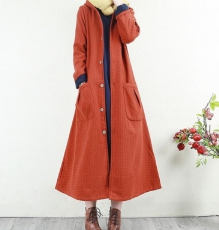 レトロカラーロングコート アウター コート ロング ロング丈 長袖 セミフレア スリム かわいい
