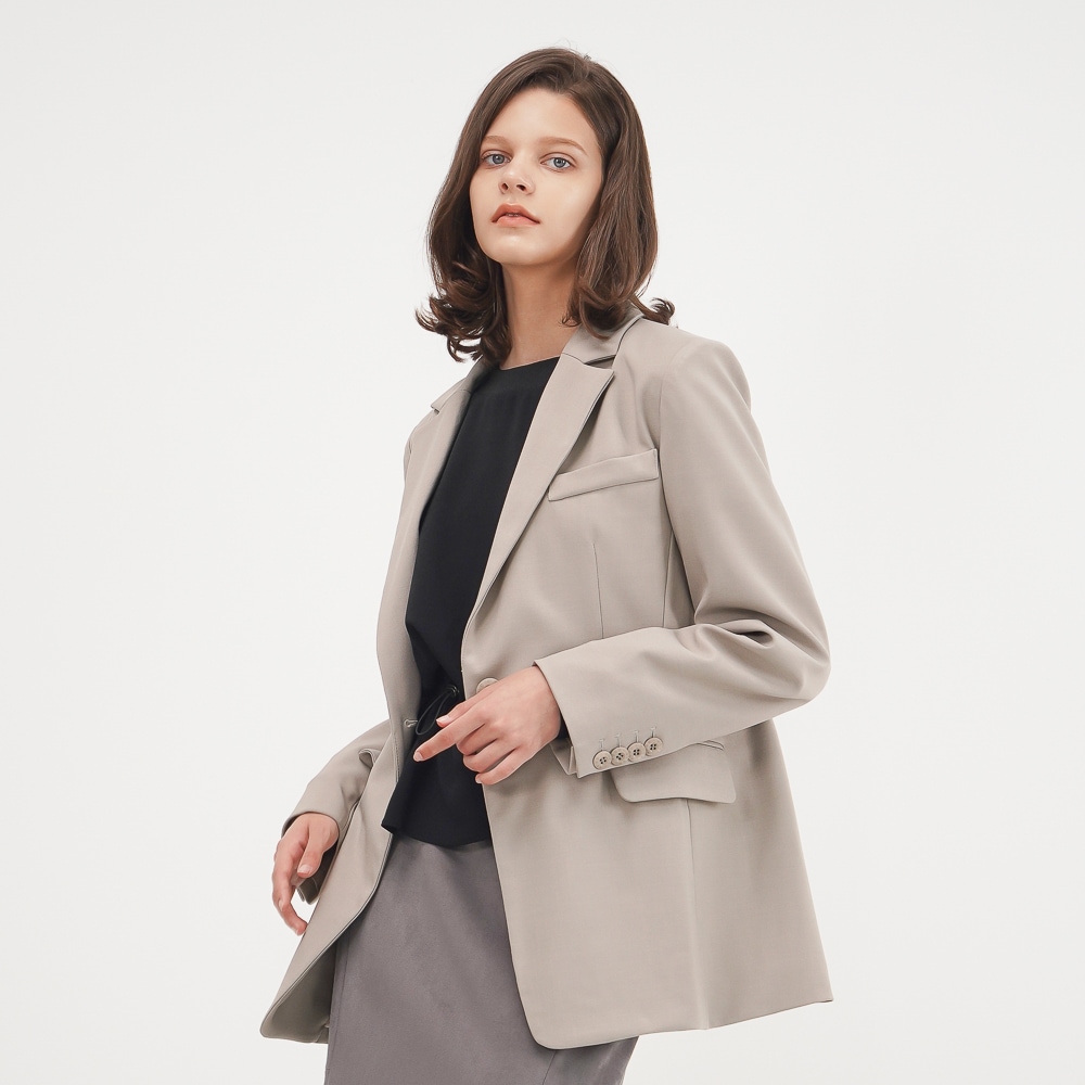 ACUD シングルボタンテーラードジャケット_ベージュ