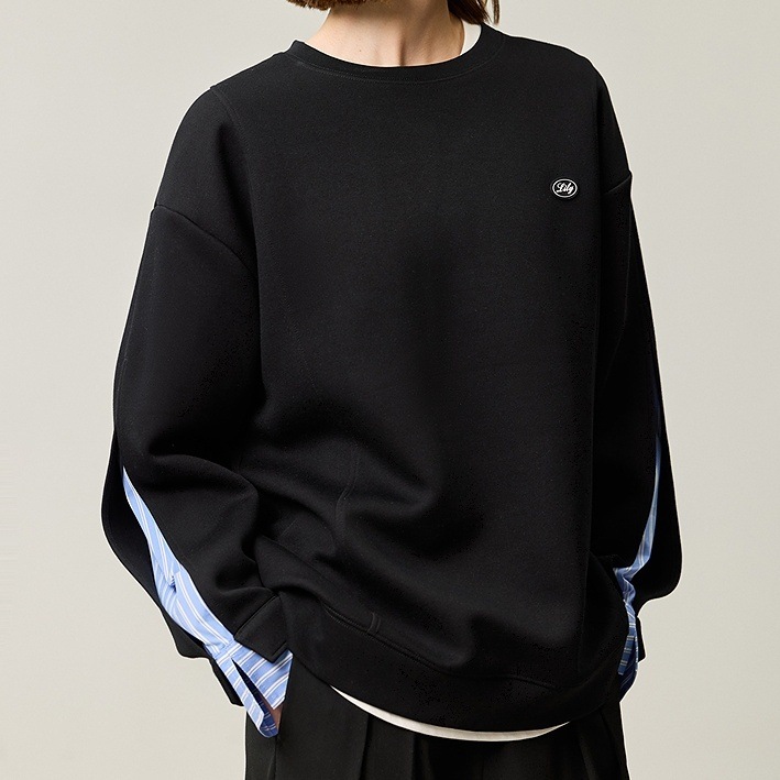 トップス スウェット 長袖 ラウンドネック プルオーバー ミディアム丈 袖コンシャス 重ね着風 かわいい 大人可愛い きれいめ シンプル 上品 おしゃれ かっこいい カジュアル こなれ感 個性的 ラフ 13,306円