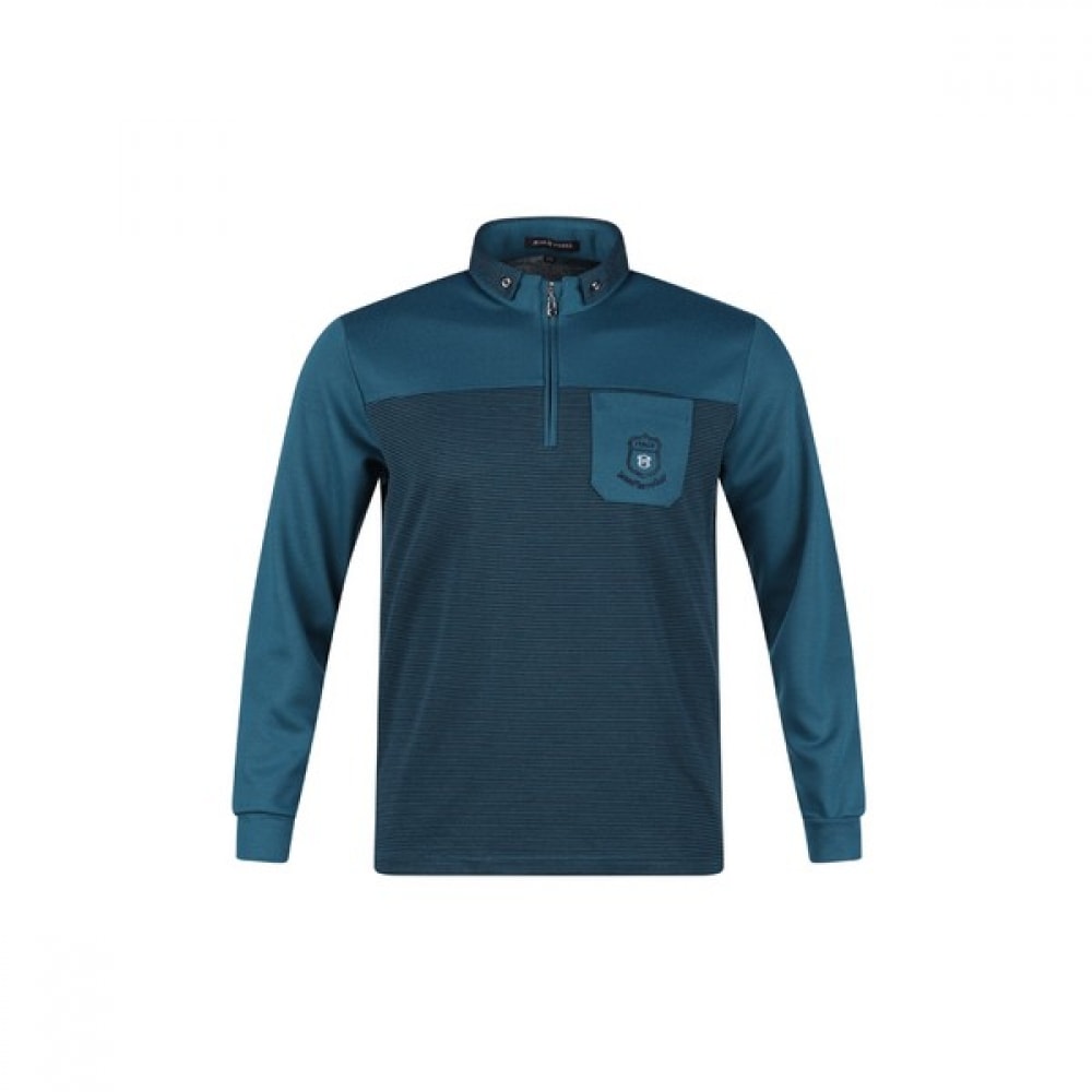 (ラックスゴルフ) Lux Golf Jeanpiel メンズハーフジップアップストライプカラー長袖ゴルフシャツ AJP4A417