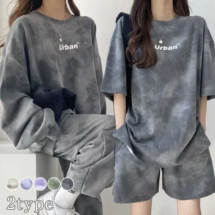 選べる2タイプタイダイ柄半袖ハ今週の割引は 25% オフですーフパンツ長袖長ズボンセットアップ上下セットカジュアルレディース