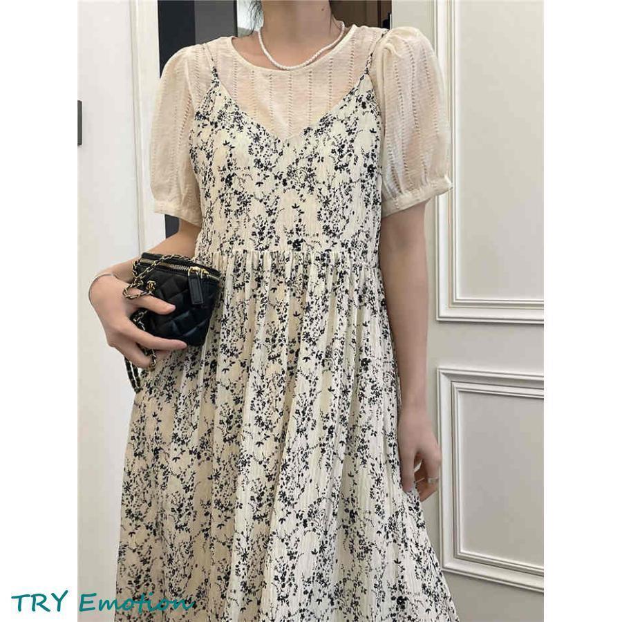 ワンピース セットアップ レディース ロング丈 ワンピース2点セット ブラウス 半袖 キャミソールワンピース 花柄 ワンピース 2点セット トップス