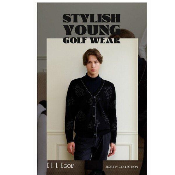 男性フルロゴカーディガンセーター6J53701ブラックベージュ04_CC