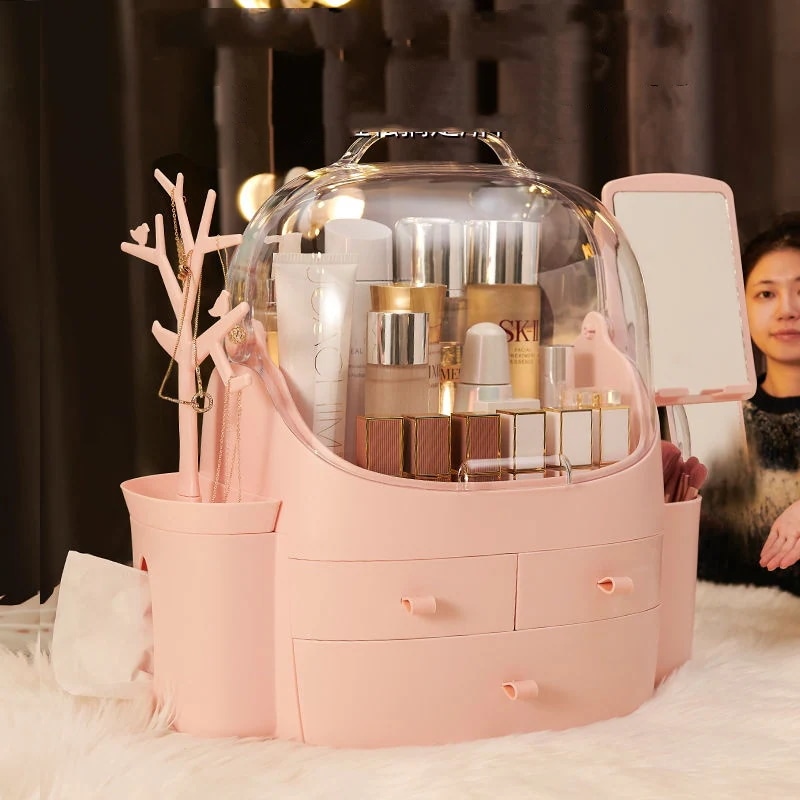 新しい かわいい レディース 大容量 手に提げ 収納ケース ファッション デスクトップ 化粧品 整理し 収納 ボックス