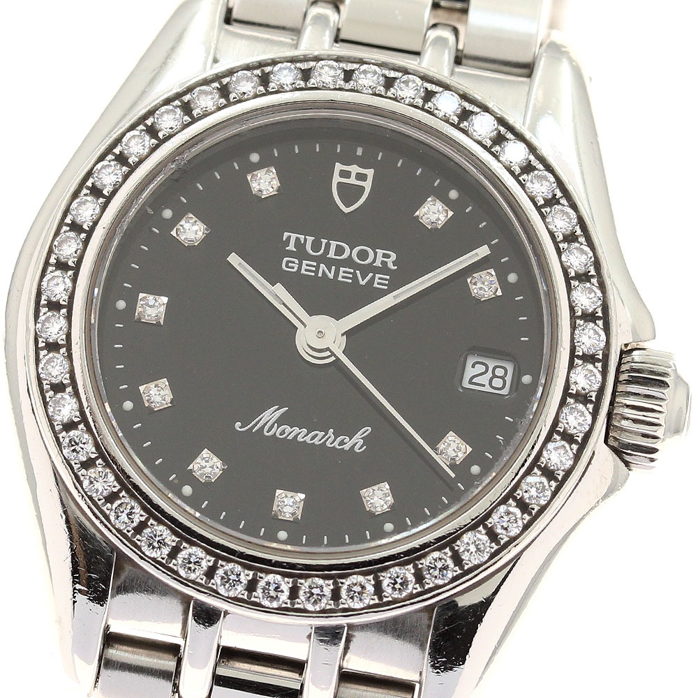 チュードル TUDOR 15810 モナーク ダイヤベゼル 10Pダイヤ クォーツ レディース _942994【中古】
