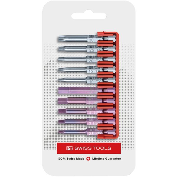 PB SWISS TOOLS ピービースイスツールズ 10本組 段付き 六角/ヘクスローブビットセット ビットホルダー付 パッケージ仕様 E6.704CN