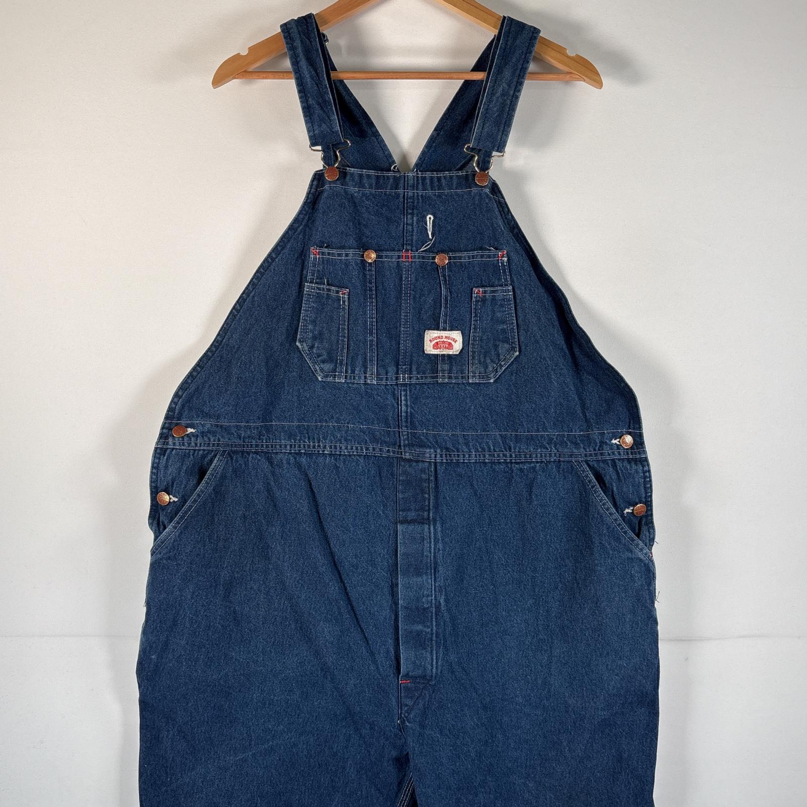 古着 90s/90年代 USA製 オーバーオール デニム ワーク ワンポイントロゴ 大きいサイズ インディゴブルー メンズ