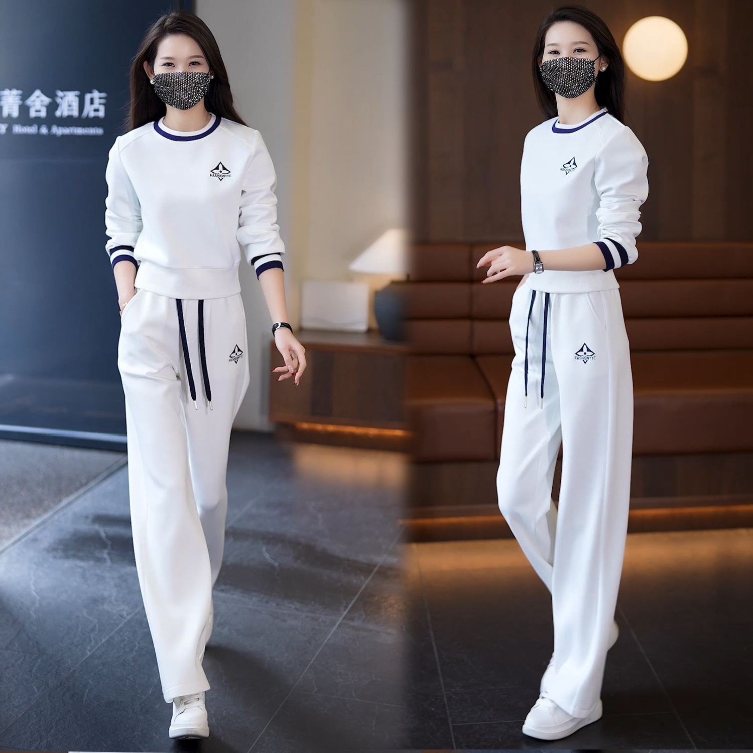 カジュアルスーツ女子初秋服洋風スポーツウェア春秋減齢ランニング服2点セット