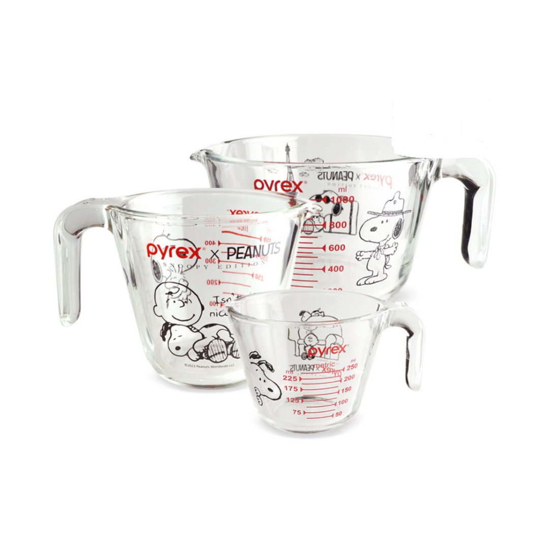 Pyrex - Pyrex パイレックス SNOOPY スヌーピー 計量カップ ３点セット Qoo10] Pyrex スヌーピー計量カップ 3P セット : キッチン用品