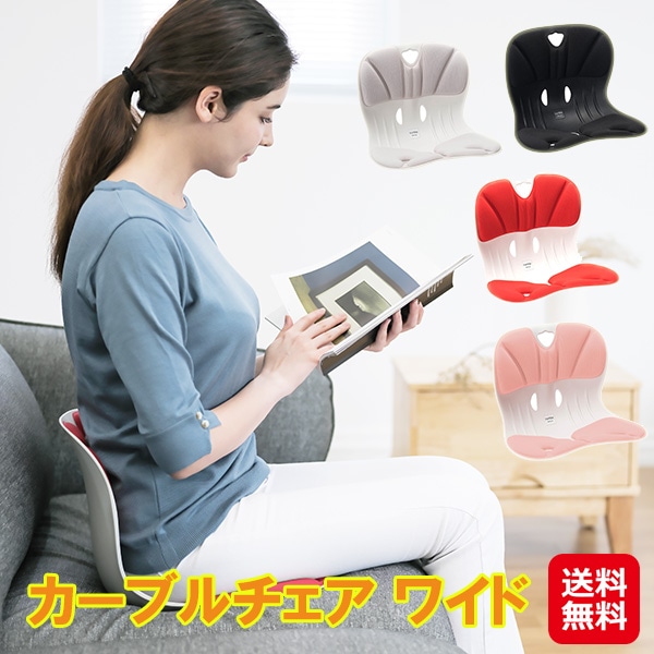 【カーブルチェア　ワイド】姿勢サポートチェア 座椅子 姿勢矯正 骨盤矯正 背筋が伸びる 椅子 クッション 腰の負担軽減 人間工学 チェア 持ち手付き 持ち運び 猫