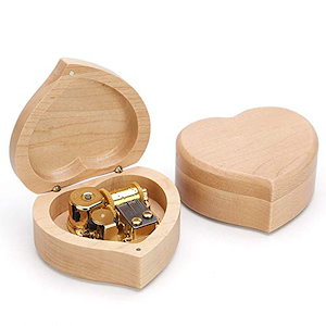 オルゴール 18弁 心型メープル木製music box 金メッキのムーブメント搭載 メープル