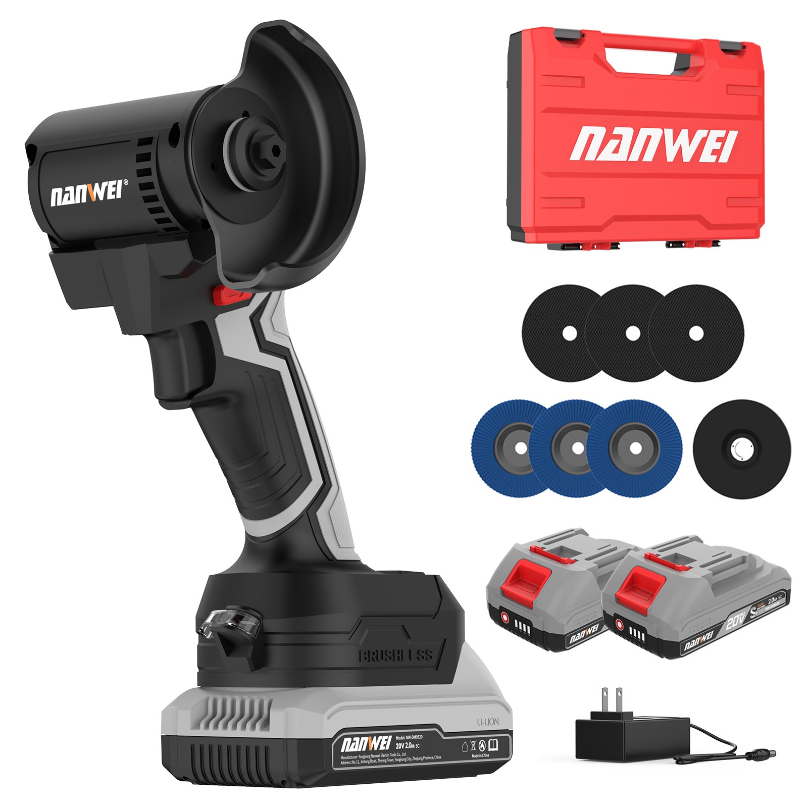 ミニディスクグラインダー充電式 ブラシレスモーター 砥石外径76mm 内径10mm マキタ18Vバッテリー対応 無負荷回転数15000rpm グラインダー小型 軽量 研磨研削 金属切断 【電池セット】