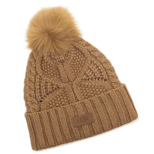 帽子 ケーブルビーニー ウィズ ポン ベージュ レディース 10089 CHE