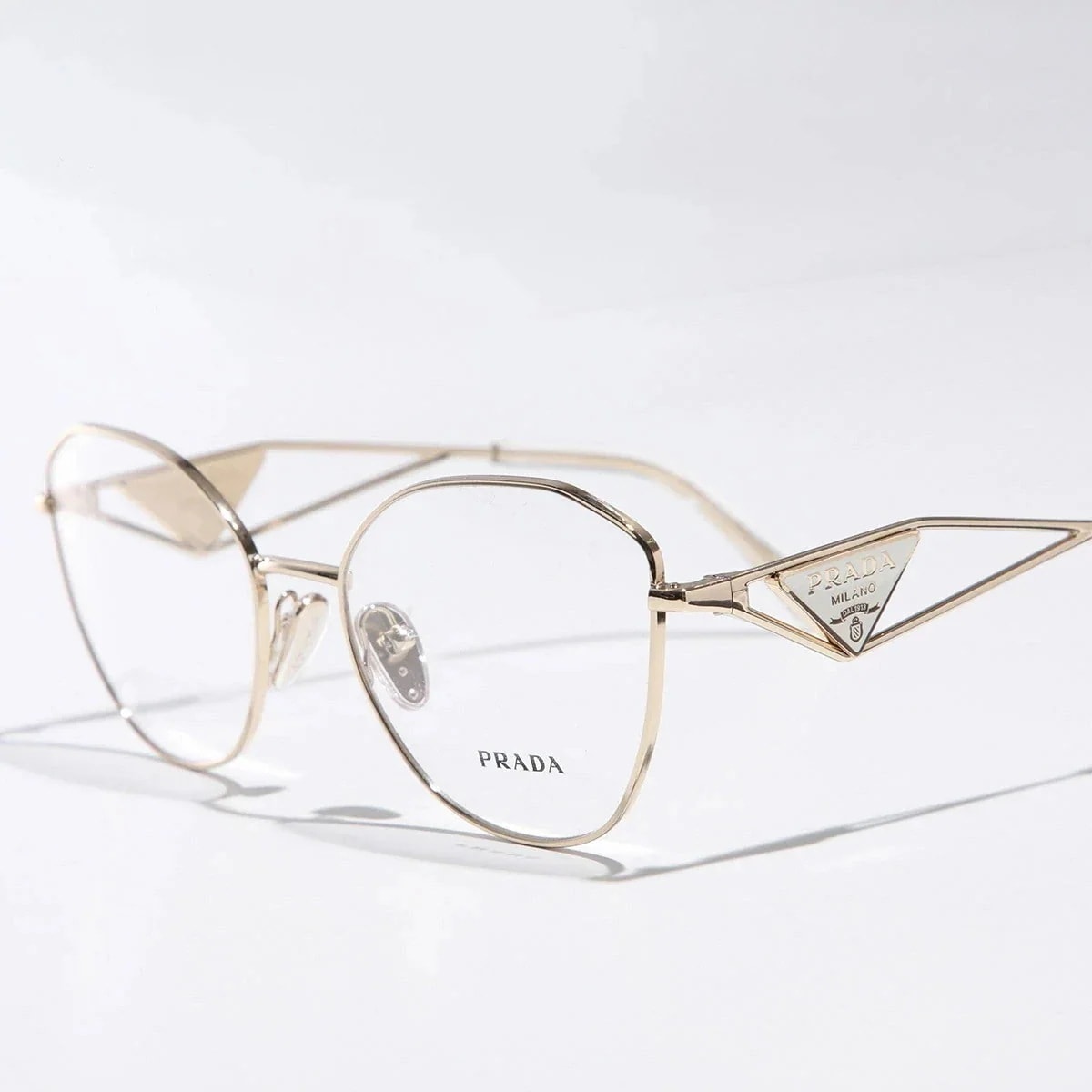 PRADA プラダ メガネ VPR 52Z レディース キャットアイ型 メタルフレーム フルリム めがね 眼鏡 トライアングルロゴ ZVN-1O1/PALE-G