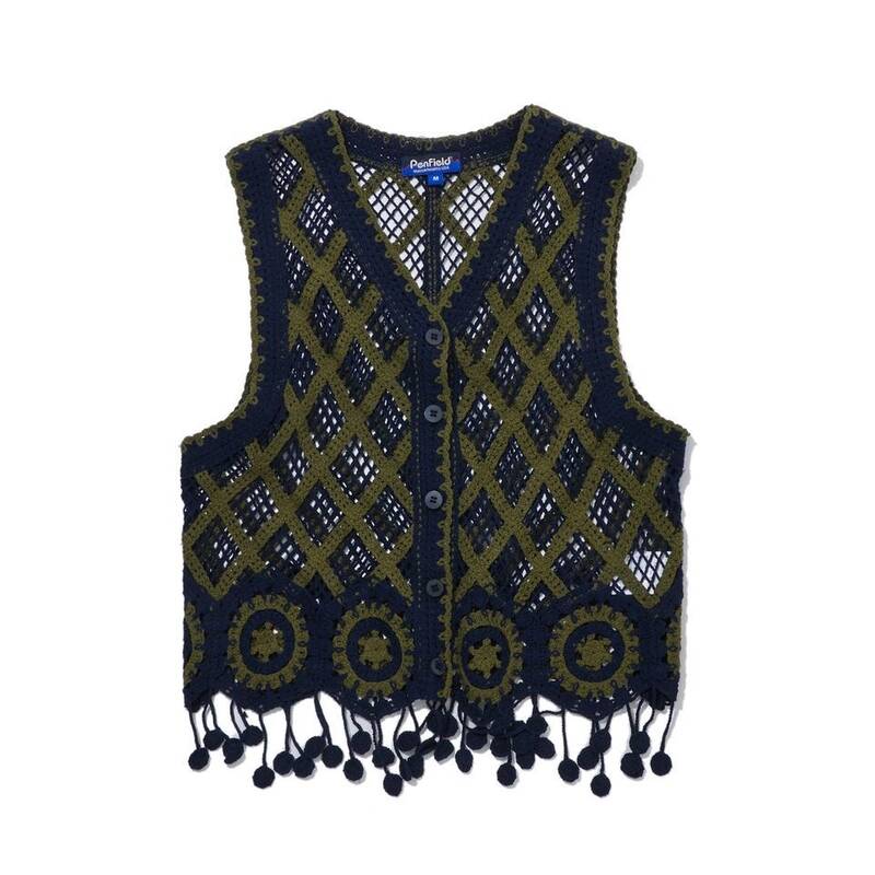 ペンフィールド PENFIELD ウエスタン風カラーブロックニットベスト カーディガン ネイビー FS2NE66F 481452