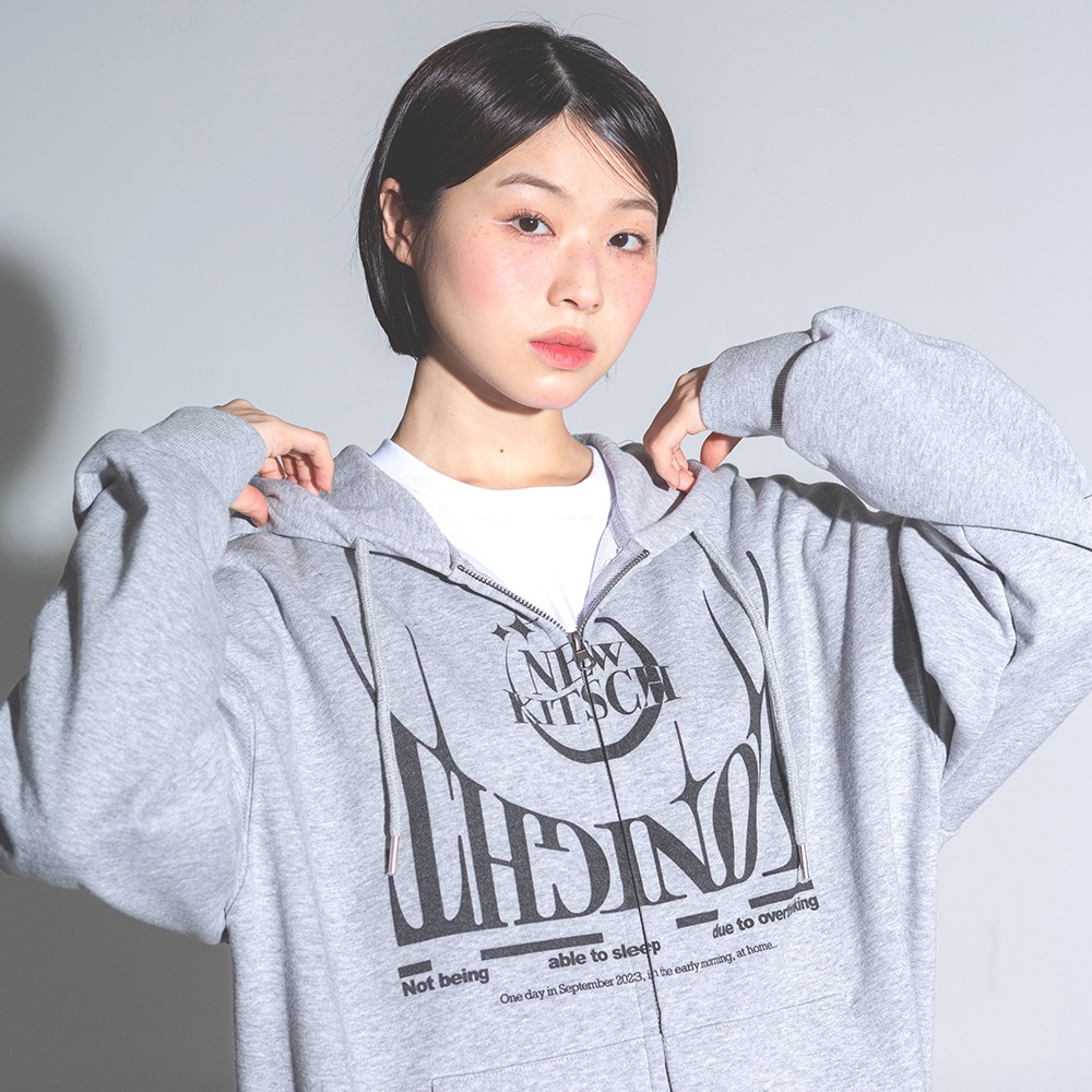 TONIGHT MOON GRAPHIC HOOD ZIP-UP (MELANGE)