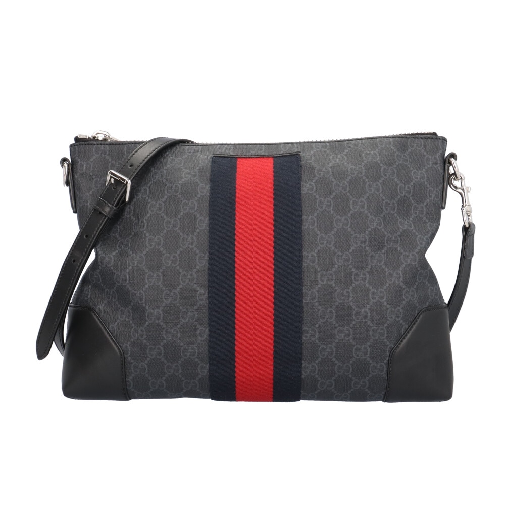 グッチ GGスプリーム シェリーライン ショルダーバッグ GGスプリームキャンバス 474139 ブラック GUCCI 中古