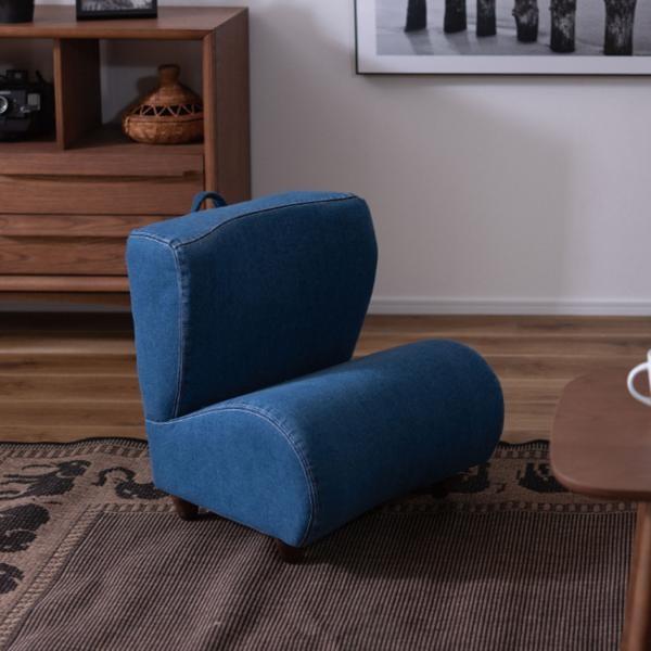 ソファー 1人掛け ソファ 肘無し 肘掛けなし 脚ねじ込み式 簡単取り付け シンプル デニム