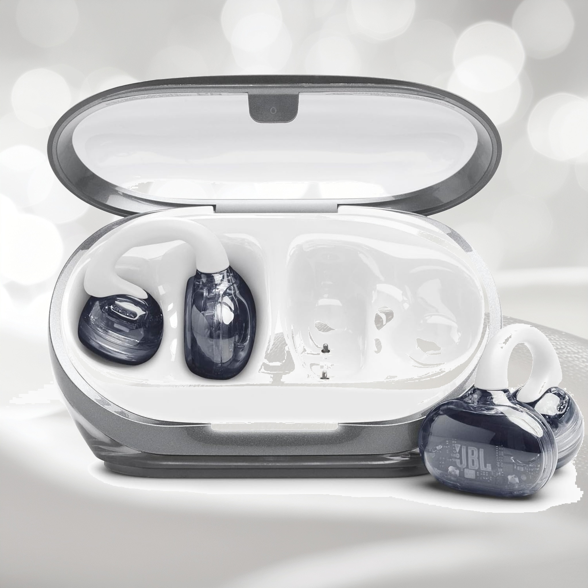 JBL Soundgear Clips 完全ワイヤレスイヤホンオープンイヤーイヤーカフ低音ブースト急速充電対応マルチポイントIP54防塵防水音漏れ軽減Bluetooth5.4ホワイトJBLSNDGEA