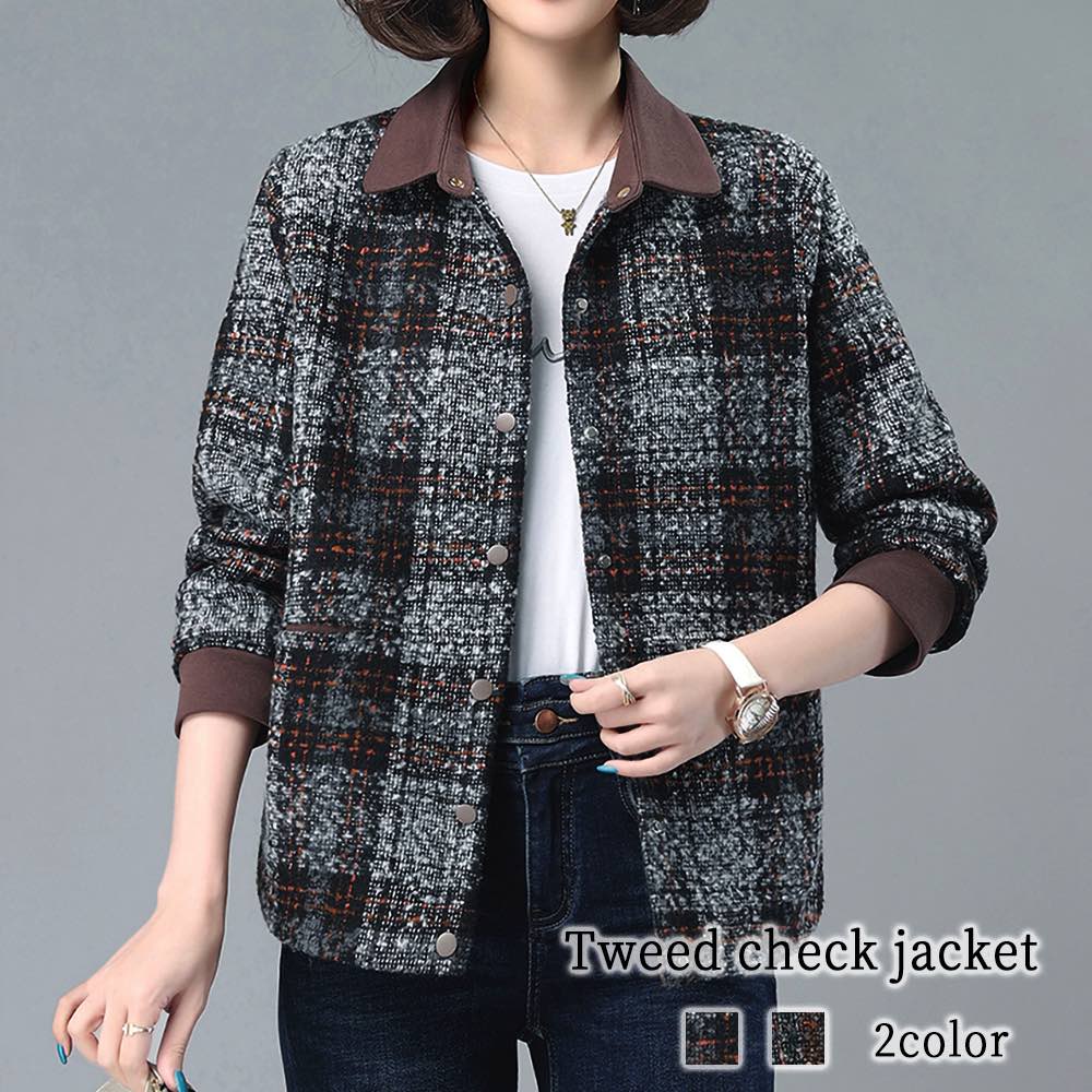 ステンカラーコート レディース ツイードチェックジャケット コート 50代 40代 コーデ トレンチコート 丈 ミドル ロングコート ロング 大人 ウール 人気 冬 厚手 チェスターコート ピーコート