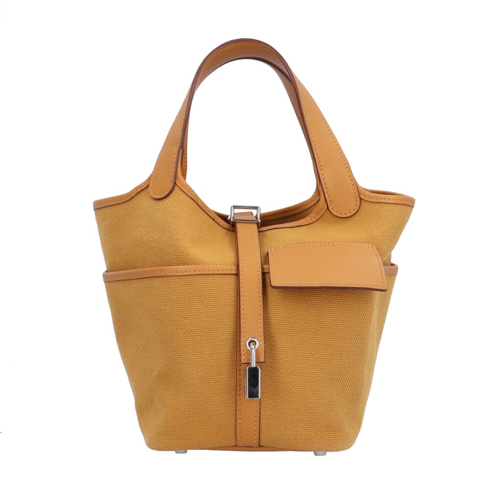エルメス ピコタンロックPMカーゴポケット ハンドバッグ ヴォースイフト ベージュ HERMES 中古