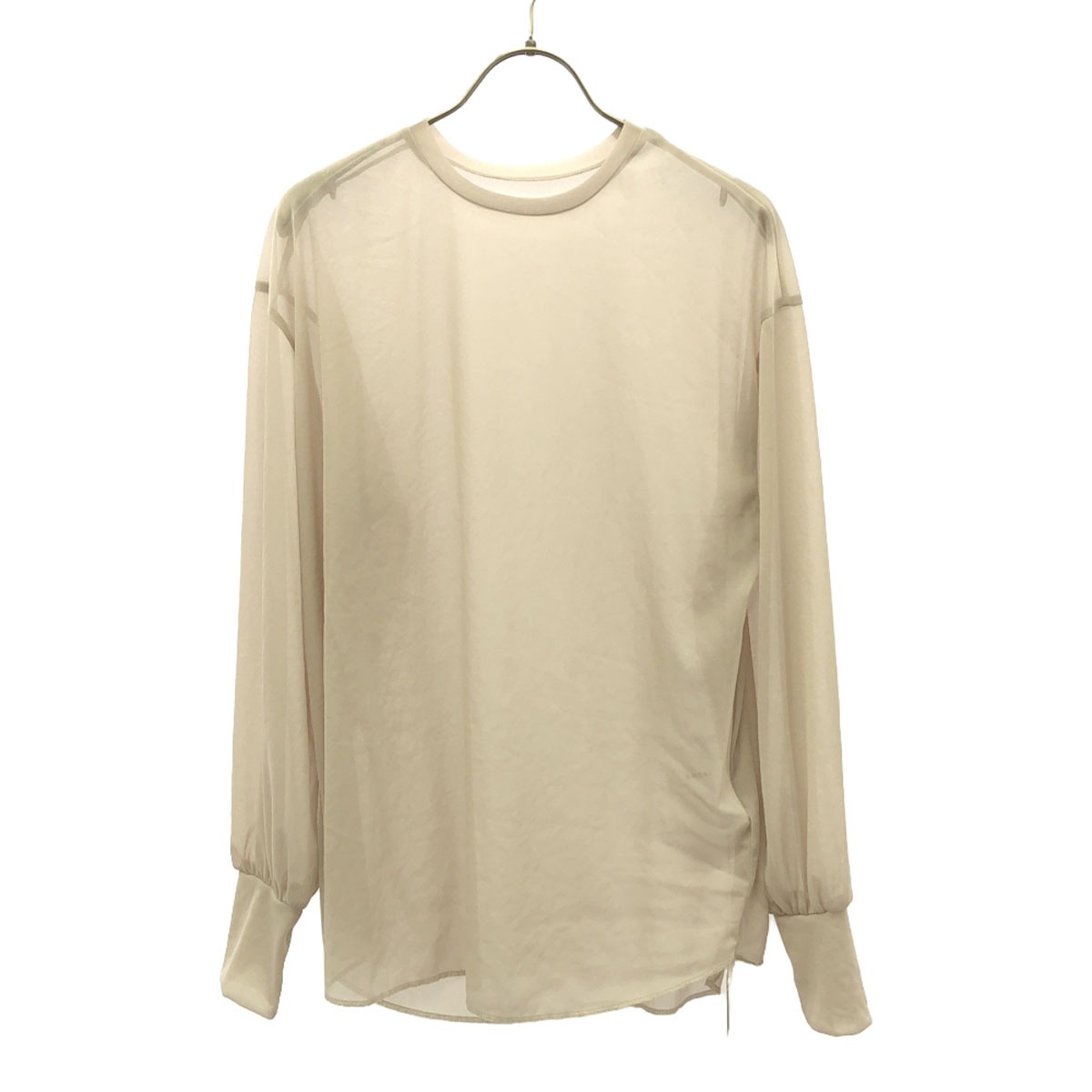 未使用 長袖 シースルー カットソー M グレージュ レディース 古着