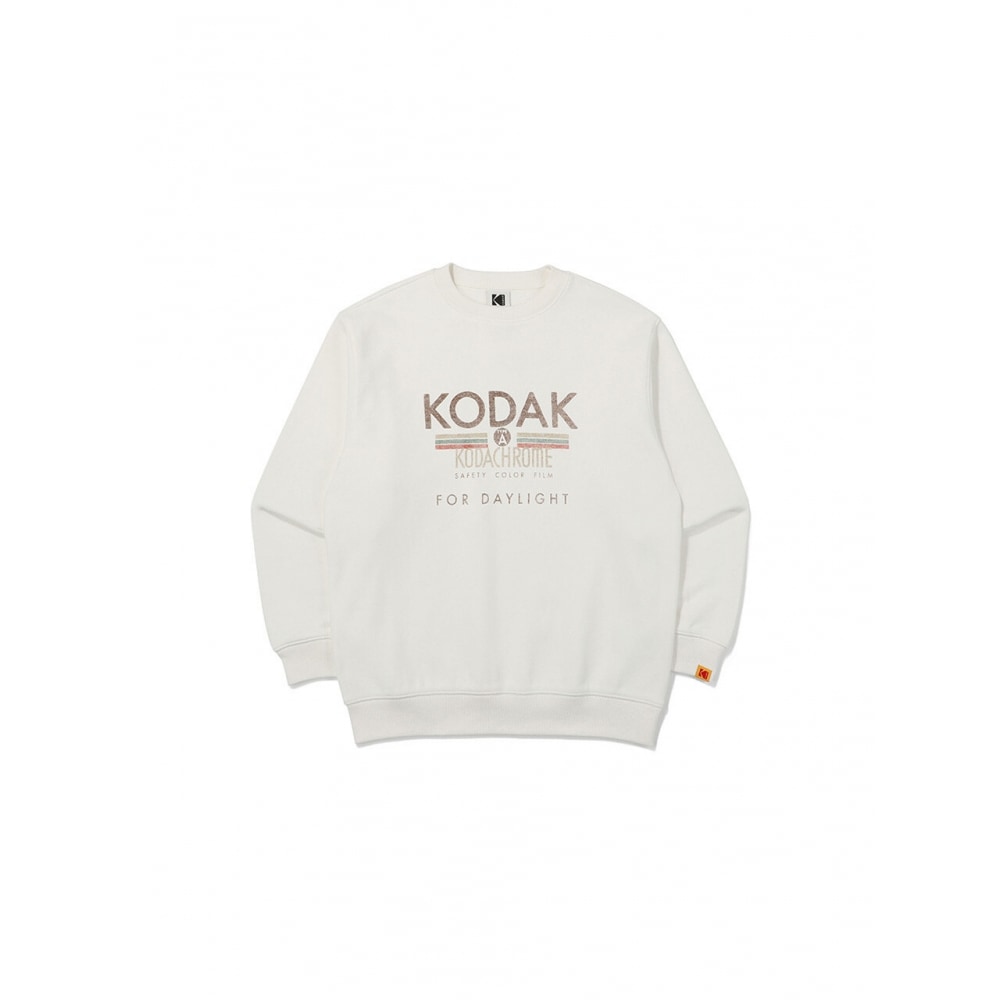 コダックアパレルシネコダックセミオーバーフィットグラフィックウォッシングスウェットシャツアイボリー