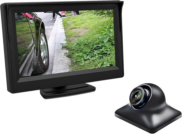 5インチLCDモニター サイドカメラセット AHD新技術採用 ケーブル一本配線 超強暗視機能 サイド死角確認 シガーソケット給電