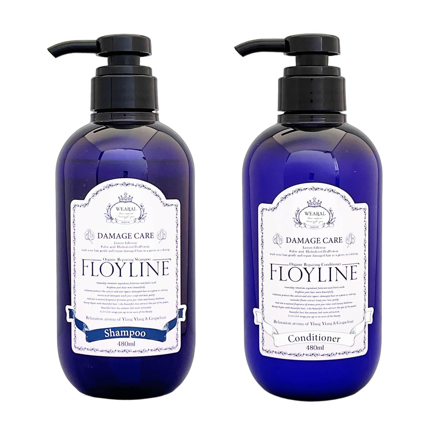 フロイライン シャンプー 480ml + コンディショナー 480ml セット オーガニック ノンシリコン アミノ酸系弱酸性洗浄成分 無添加