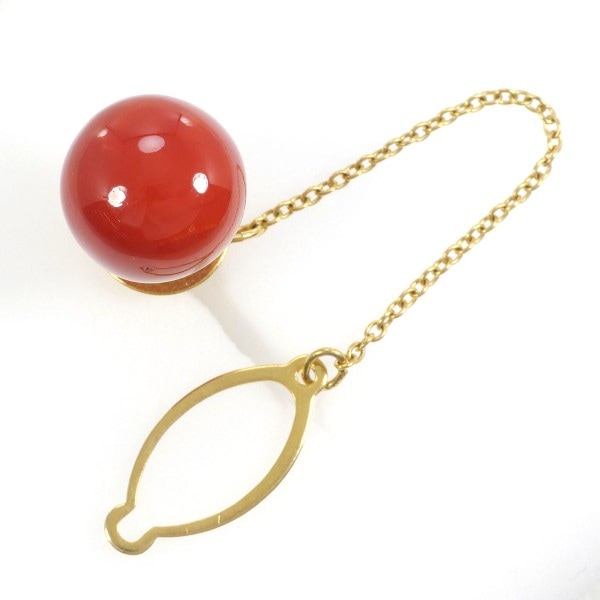 K18 18金 YG イエローゴールド 合金 ピンブローチ サンゴ ジュエリー 中古