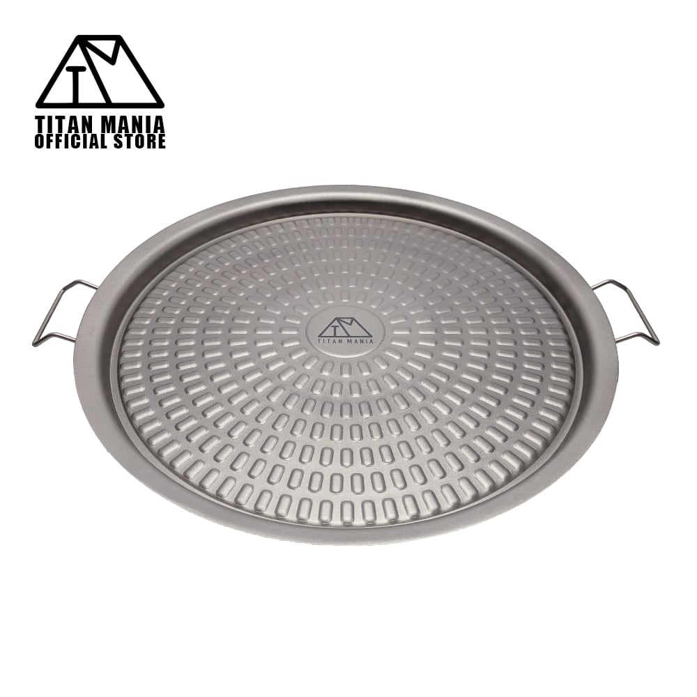 グリドル グリルプレート チタン製 軽量 頑丈 直火 焚き火 ガス火 取っ手付き 32cm 鉄板 キャンプ ソロキャンプ BBQ アウトドア用品 キャンプ用品