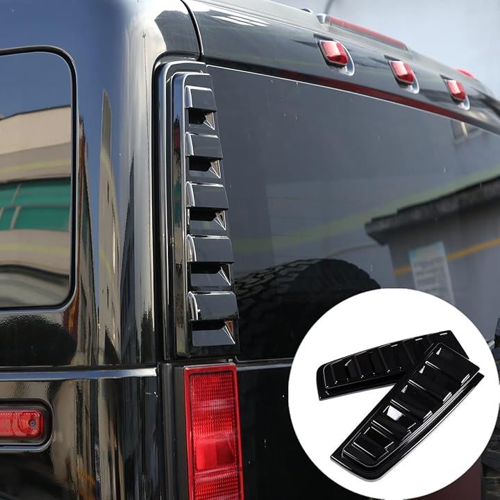 ハマー H2 2003-2009に適用 自動車用リアアッパーテールランプベントカバー 車のトリムカバー リアエアベント用 ABS ２点セット 黒 (ブラック)
