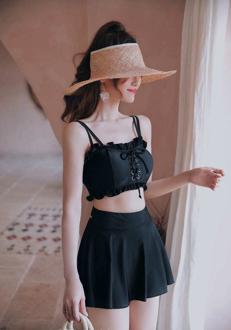 水着 水着 高校生 中学生 タンキニ レディース おしゃれ 学生 10代 20代 韓国 ファッション ママ水着 ビキニ 夏 ブラック 海 プール スポーティー セクシー リボン かわいい